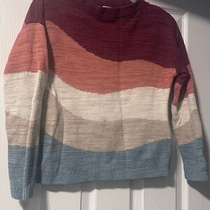 Garnet Hill Multicolor Wave Pattern Sweater